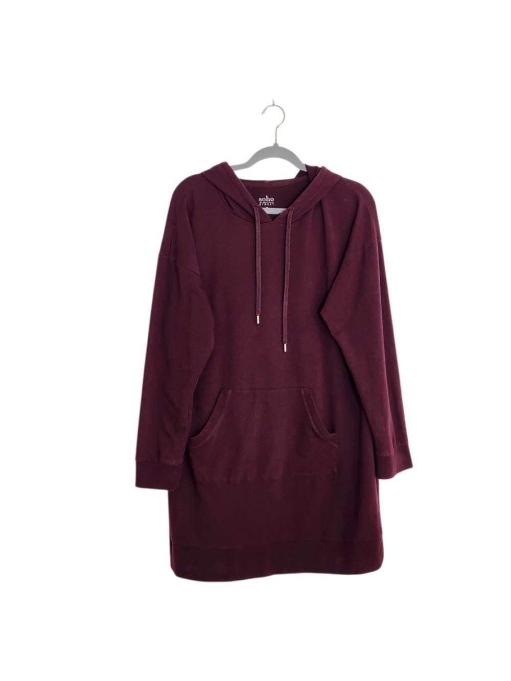 SOHO NY & Co. Burgundy Hoodie Sweatshirt Mini Dress Size XL